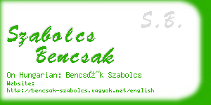 szabolcs bencsak business card